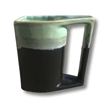 Black/Teal Glazed Artisan Mugs Set of 2