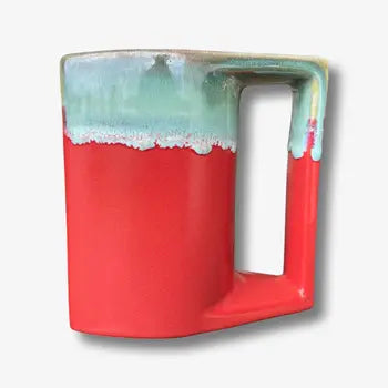 Red Glazed Artisan Mugs Set of 2